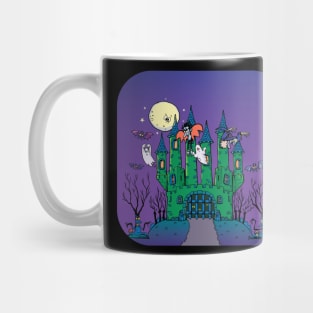 horror castle for Halloween night Mug